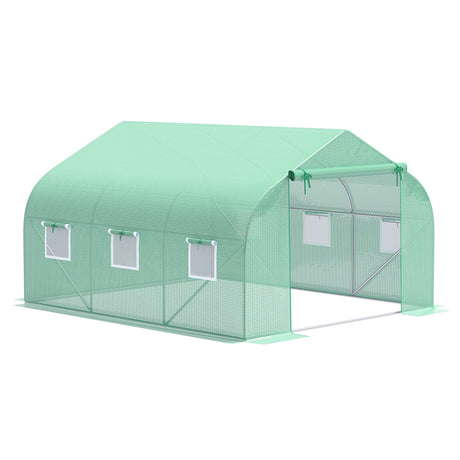 easycomfort easycomfort serra da giardino 3.5 x 3 x 2m serra con tetto a spiovente in pe per piante verde