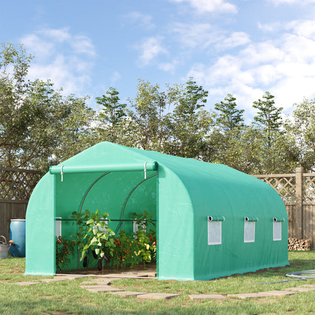 easycomfort easycomfort serra da giardino con tetto spiovente in pe e tubi d acciaio verde scuro 4.5x3x2m