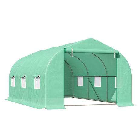 easycomfort easycomfort serra da giardino con tetto spiovente in pe e tubi d acciaio verde scuro 4.5x3x2m