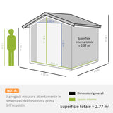 easycomfort casetta da giardino porta utensili in lamiera con porte scorrevoli 213x130x185cm grigio scuro
