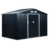 easycomfort casetta da giardino a 2 porte scorrevoli e 4 prese d aria in acciaio e pp 277x195x192cm grigia