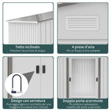 easycomfort easycomfort casetta da giardino con doppie porte scorrevoli in acciaio e pp 277x195x192cm argento