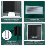 easycomfort casetta da giardino con 2 porte scorrevoli e 4 prese d aria in acciaio e pp 340x386x200cm verde