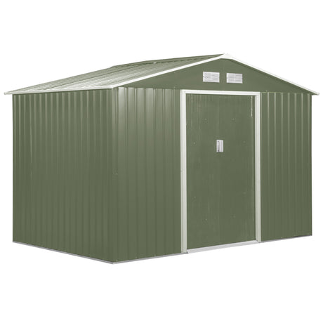 easycomfort casetta da giardino con 2 porte scorrevoli e 4 prese d aria in acciaio e pp 277x195x192cm verde chiaro