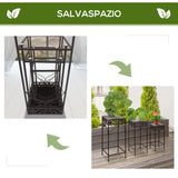 easycomfort easycomfort set 3 pezzi piedistallo porta piante in ferro battuto marrone