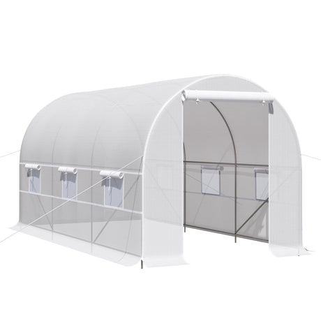 easycomfort easycomfort serra tunnel con struttura in acciaio zincato e telo in polietilene 6 finestre avvolgibili bianco 4 x 2 x 2 m