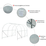 easycomfort easycomfort serra da giardino a tunnel per piante in pe con tubi in ferro bianco 450x200x200cm