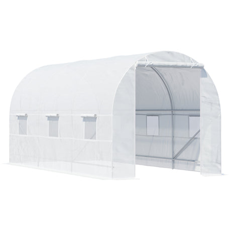 easycomfort easycomfort serra da giardino a tunnel per piante in pe con tubi in ferro bianco 450x200x200cm