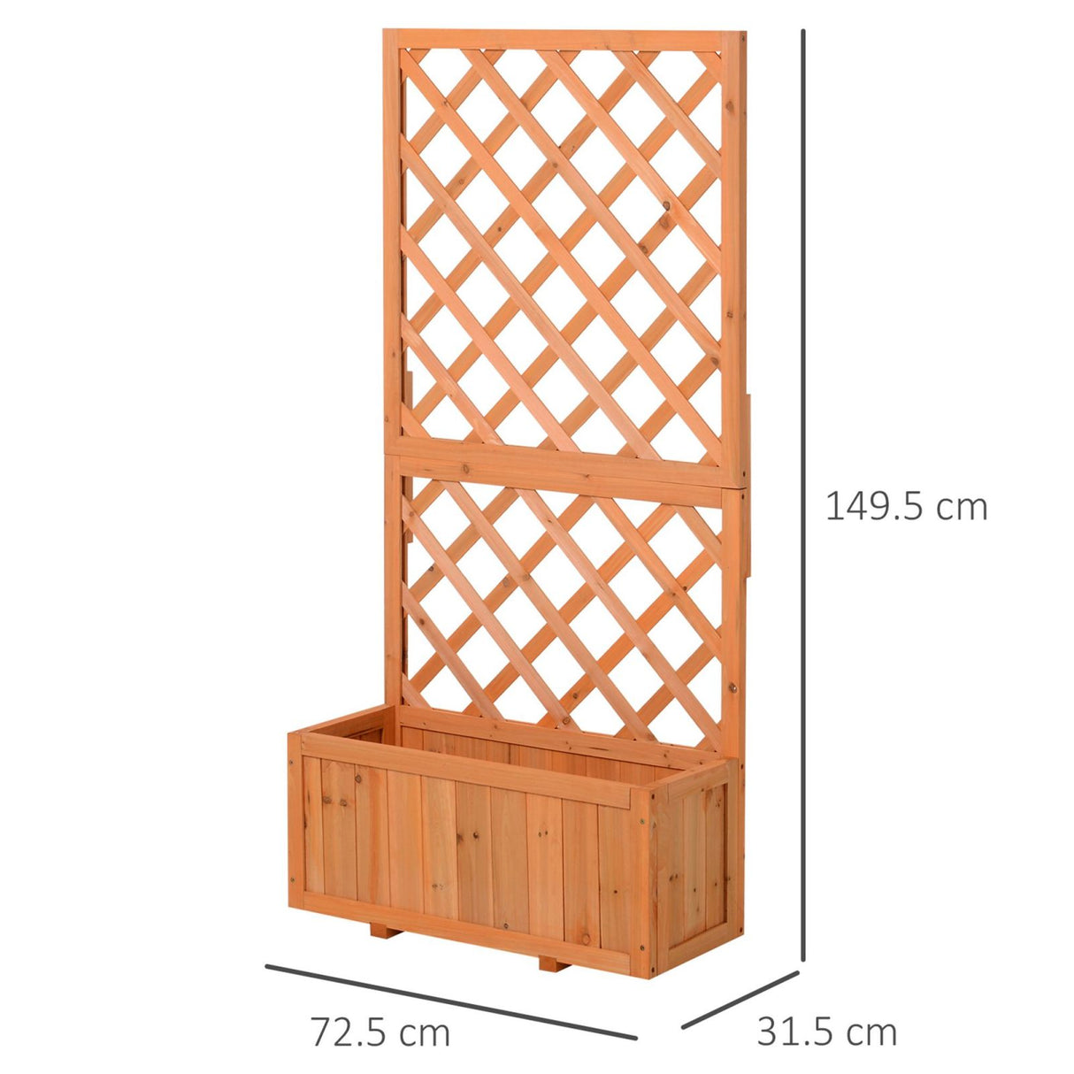 easycomfort easycomfort fioriera da esterno in legno con spalliera a griglia per rampicanti
