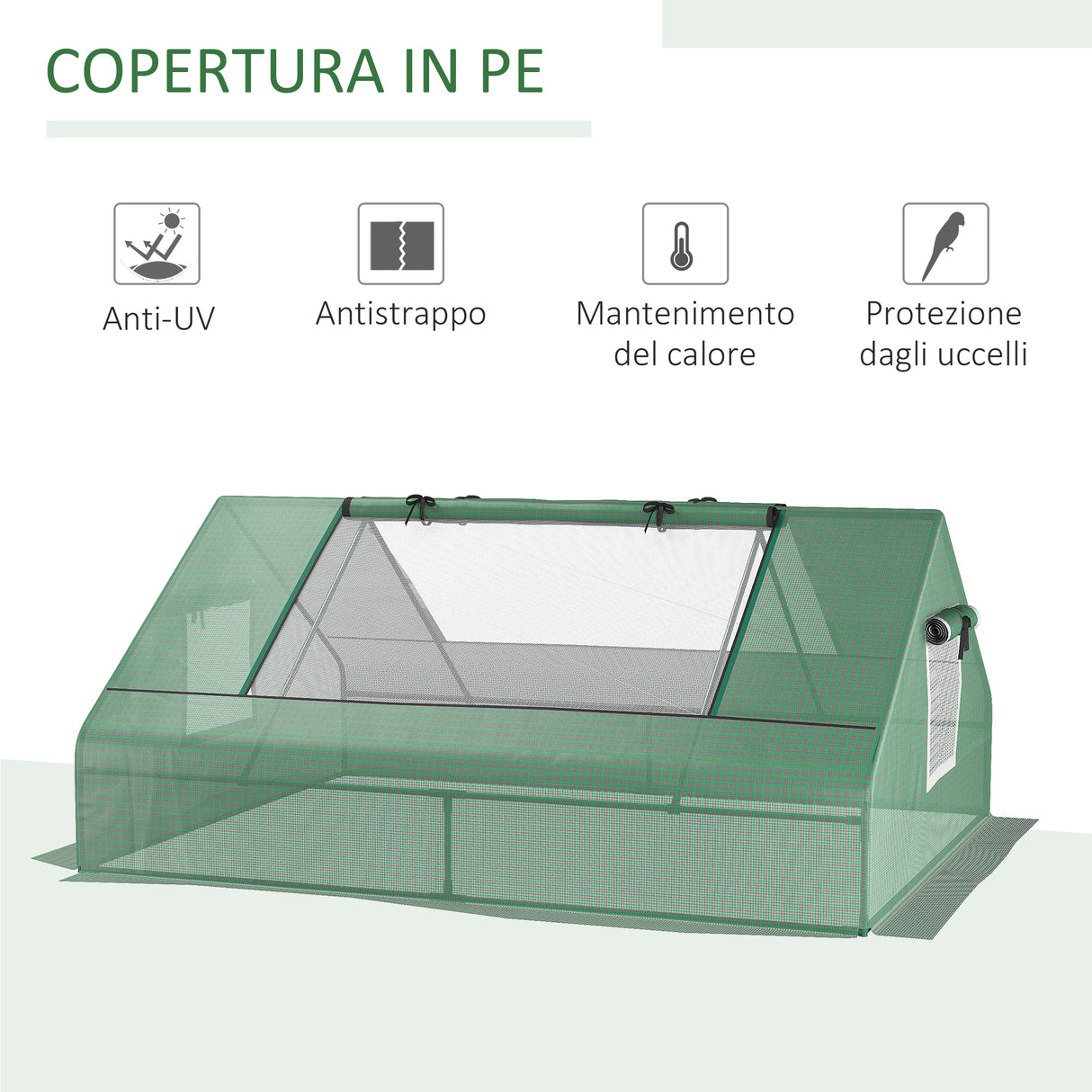 easycomfort serra da giardino in acciaio con rivestimento in pe porte avvolgibili e finestre 180x140x80cm verde
