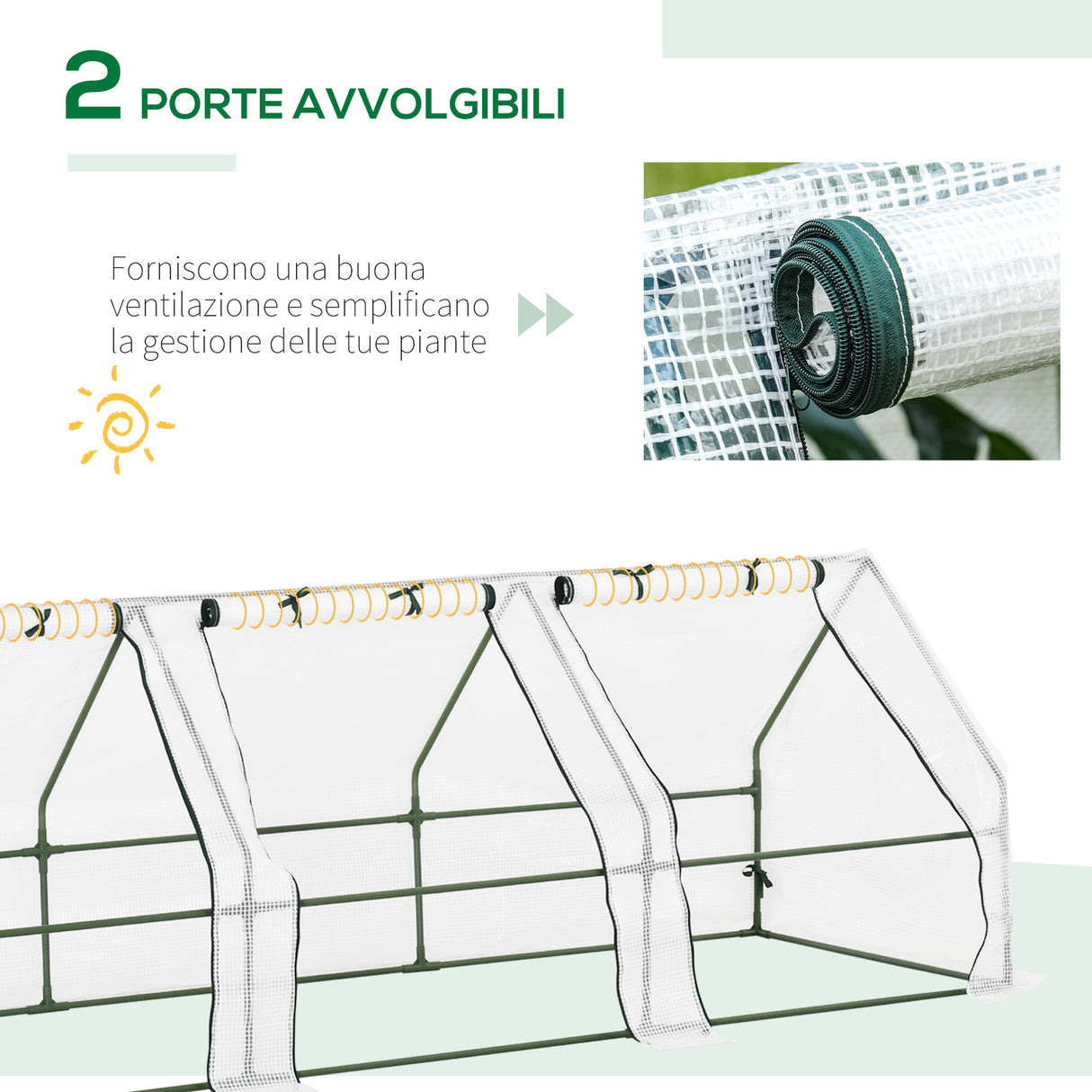 easycomfort easycomfort serra da giardino a tunnel in pe con bordi allungati e porte a cerniera 270x90x90 cm bianco