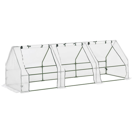 easycomfort easycomfort serra da giardino a tunnel in pe con bordi allungati e porte a cerniera 270x90x90 cm bianco