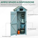 easycomfort casetta da giardino porta attrezzi in legno con 3 ripiani 77x54.2x179cm blu