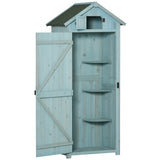 easycomfort casetta da giardino porta attrezzi in legno con 3 ripiani 77x54.2x179cm blu