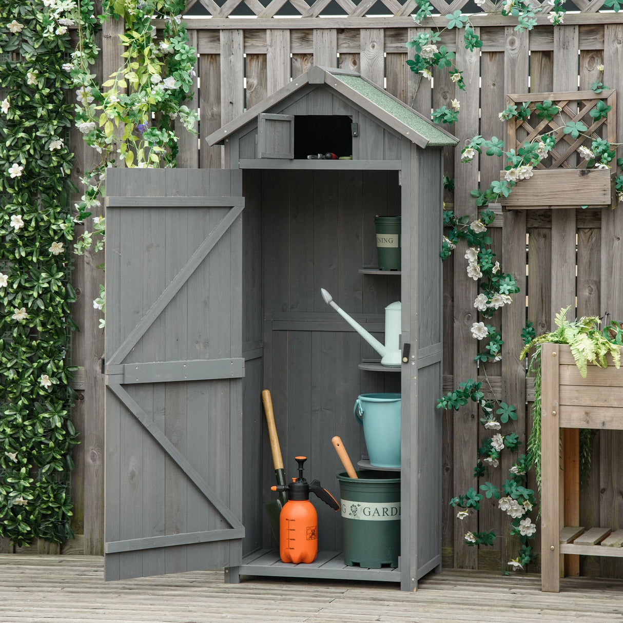 easycomfort easycomfort capanno da giardino porta attrezzi in legno impermeabile 77x54 2x179cm grigio