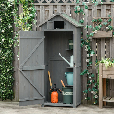easycomfort easycomfort capanno da giardino porta attrezzi in legno impermeabile 77x54 2x179cm grigio