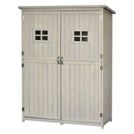 easycomfort casetta da giardino legno con porta doppia mensole e finestre 127.5x50x164cm