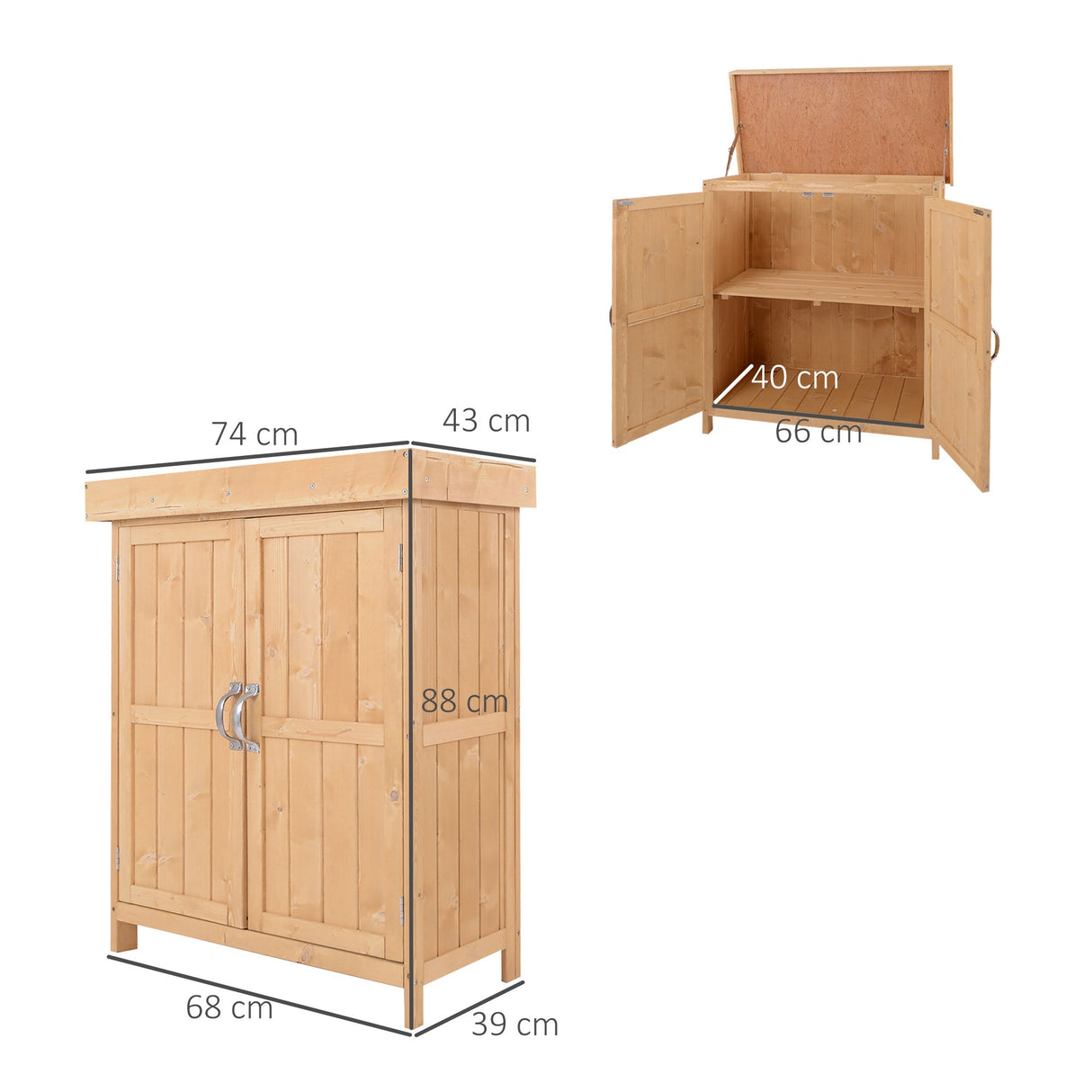easycomfort easycomfort armadio da esterno ripostiglio da giardino a 2 ripiani porta attrezzi in legno 74 43 88cm