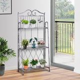 easycomfort easycomfort fioriera a scaffale a 3 ripiani da giardino balcone interno grigio argento 44 x 25 x96 cm