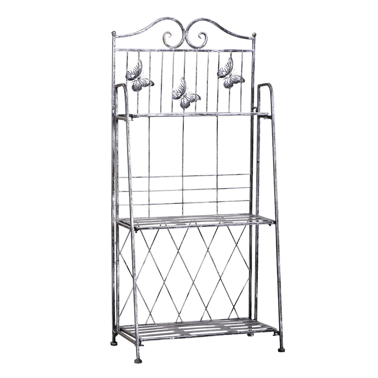 easycomfort easycomfort fioriera a scaffale a 3 ripiani da giardino balcone interno grigio argento 44 x 25 x96 cm