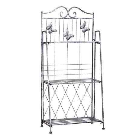 easycomfort easycomfort fioriera a scaffale a 3 ripiani da giardino balcone interno grigio argento 44 x 25 x96 cm
