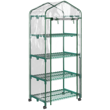 easycomfort serra per piante verticale con scaffale a 4 ripiani in acciaio e pvc bianco 69x50x165cm