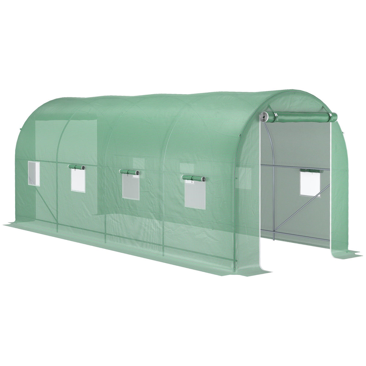 easycomfort easycomfort serra a tunnel da giardino struttura in acciaio con 8 finestre verde 500x200x210cm