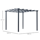 easycomfort pergolato da giardino struttura in metallo nero 300 x 300 x 230 cm