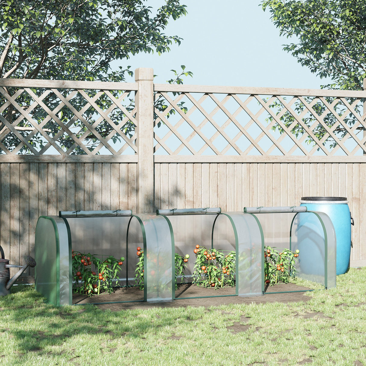 easycomfort serra a tunnel in pvc trasparente e acciaio con porte a cerniera 295x100x80 cm