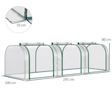 easycomfort serra a tunnel in pvc trasparente e acciaio con porte a cerniera 295x100x80 cm