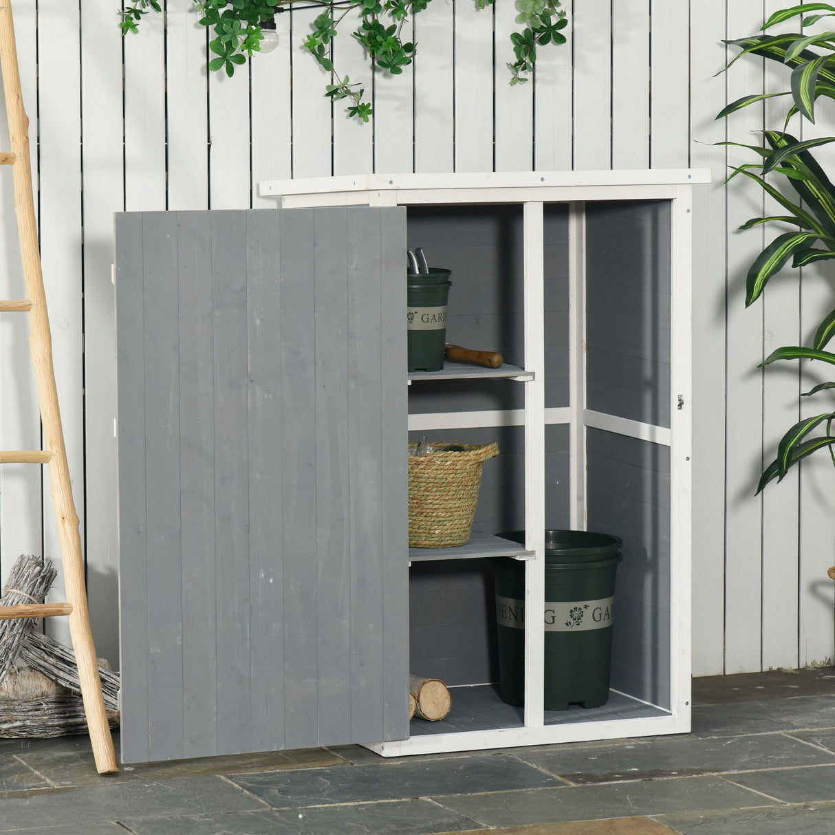 easycomfort casetta da giardino in legno di abete impermeabile capanno attrezzi da esterno 75x56x115cm