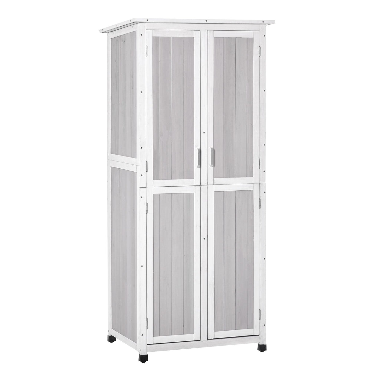 easycomfort easycomfort casetta porta attrezzi in legno di abete a 3 livelli con tetto in bitume 77x58x175 cm grigio