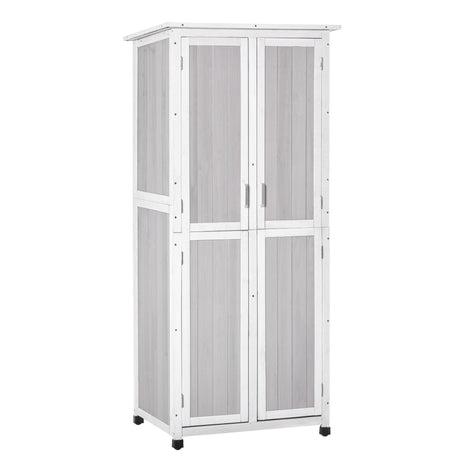 easycomfort easycomfort casetta porta attrezzi in legno di abete a 3 livelli con tetto in bitume 77x58x175 cm grigio