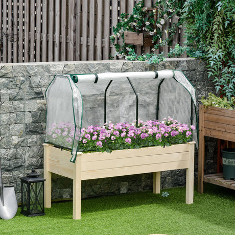 easycomfort easycomfort letto per orto in cassetta con serra da giardino portapiante da esterno in legno e pe per fiori e verdure 121x55x117cm