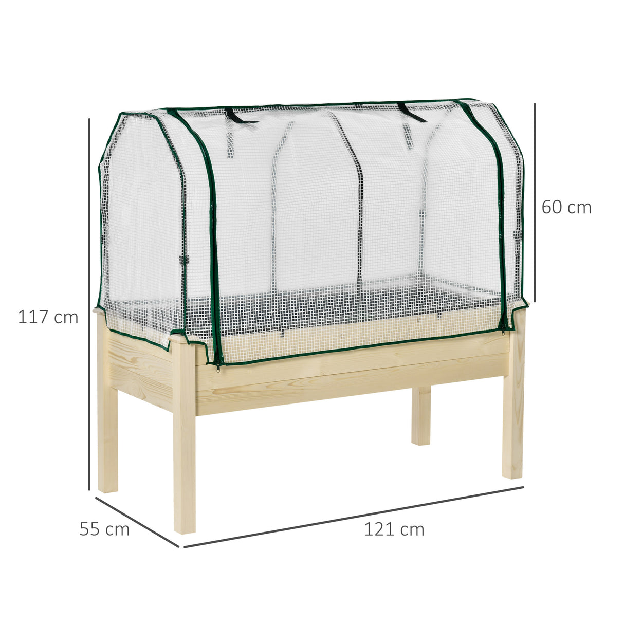 easycomfort easycomfort letto per orto in cassetta con serra da giardino portapiante da esterno in legno e pe per fiori e verdure 121x55x117cm