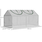 easycomfort mini serra da giardino con 2 finestre avvolgibili e copertura pe anti uv 119x60x60cm bianco