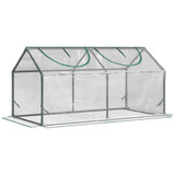 easycomfort mini serra da giardino con 2 finestre avvolgibili e copertura pvc anti uv 119x60x60cm trasparente