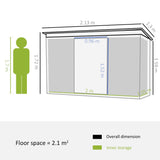 easycomfort casetta da giardino in acciaio con doppia porta scorrevole e prese d aria 213x130x173 cm verde