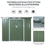 easycomfort casetta da giardino in acciaio con doppia porta scorrevole e prese d aria 213x130x173 cm verde