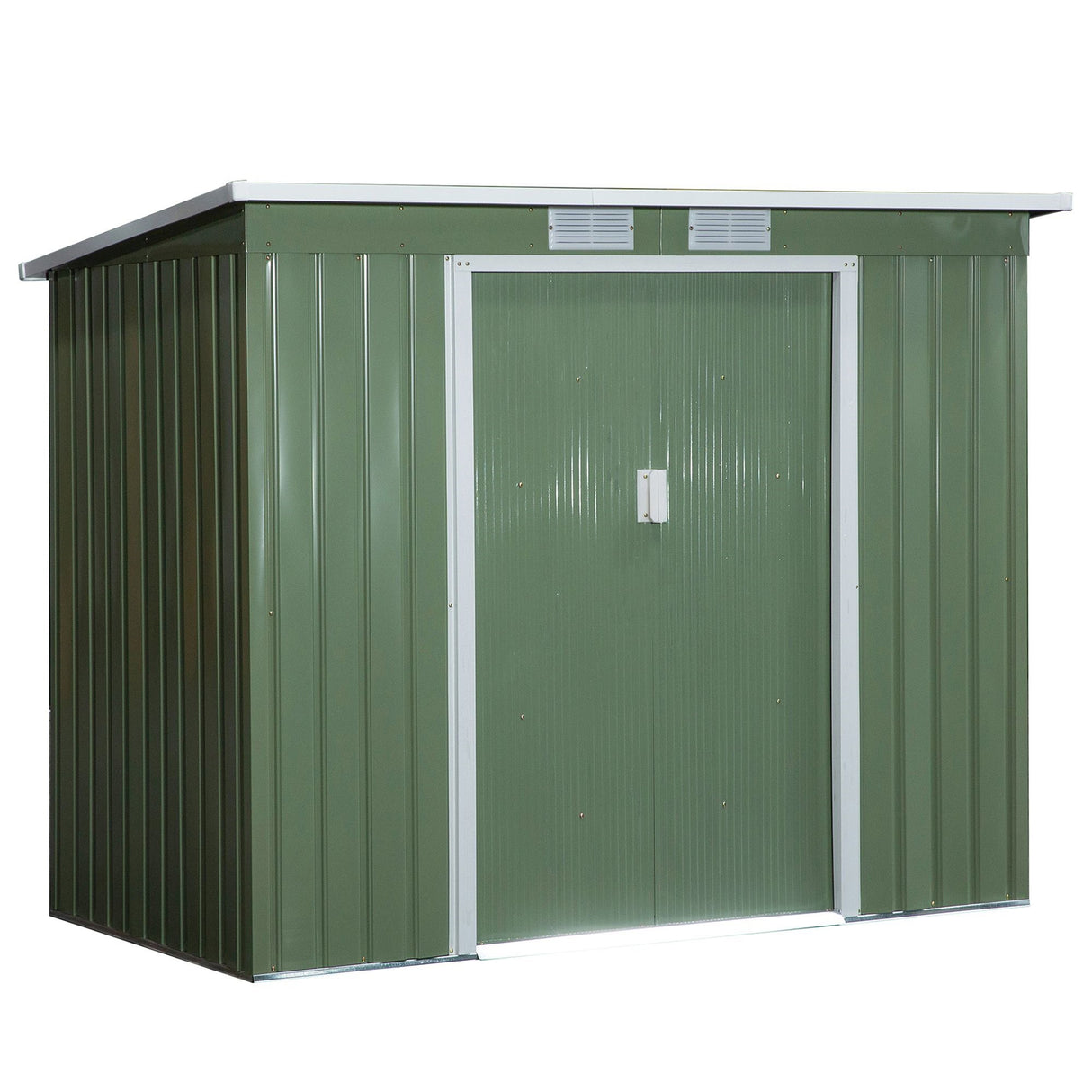 easycomfort casetta da giardino in acciaio con doppia porta scorrevole e prese d aria 213x130x173 cm verde