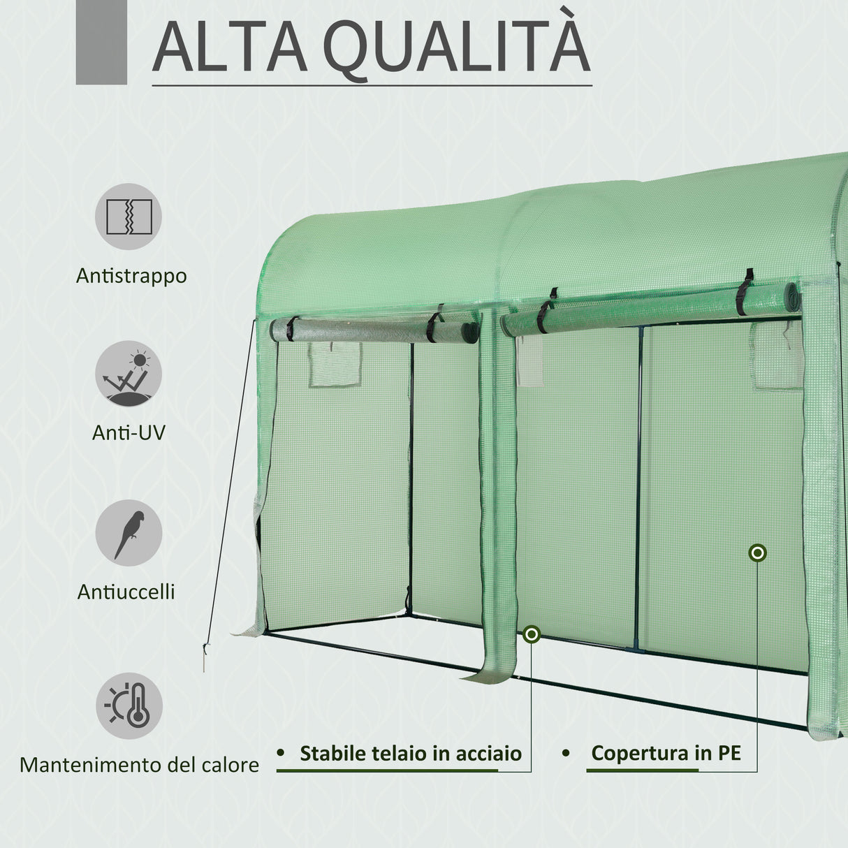 easycomfort easycomfort serra a tunnel da giardino 2 porte avvolgibili 4 finestre acciaio e pe