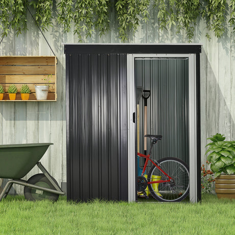 easycomfort easycomfort casetta porta attrezzi 1 porta scorrevole tetto inclinato acciaio nero