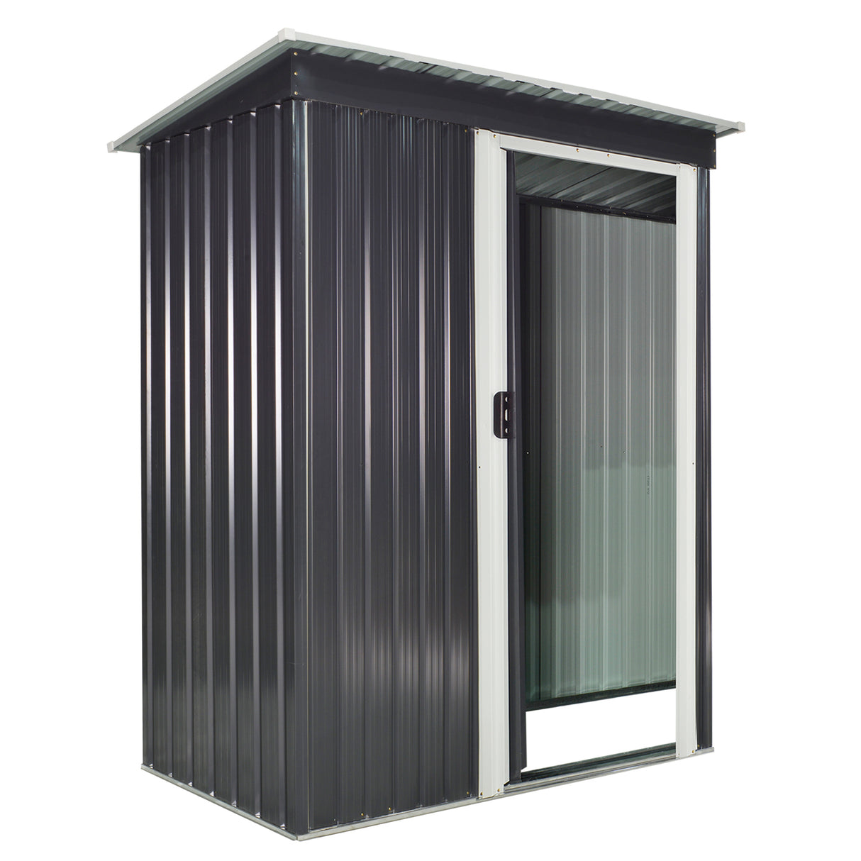 easycomfort easycomfort casetta porta attrezzi 1 porta scorrevole tetto inclinato acciaio nero