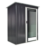 easycomfort easycomfort casetta porta attrezzi 1 porta scorrevole tetto inclinato acciaio nero