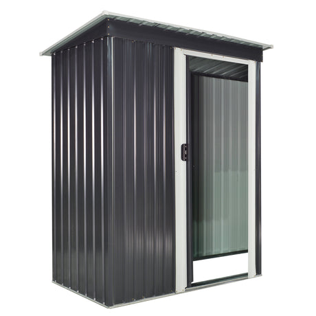 easycomfort easycomfort casetta porta attrezzi 1 porta scorrevole tetto inclinato acciaio nero