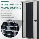 easycomfort casetta da giardino in lamiera di acciaio con doppia porta 147x86x134cm nero e bianco