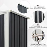 easycomfort casetta da giardino in lamiera di acciaio con doppia porta 147x86x134cm nero e bianco