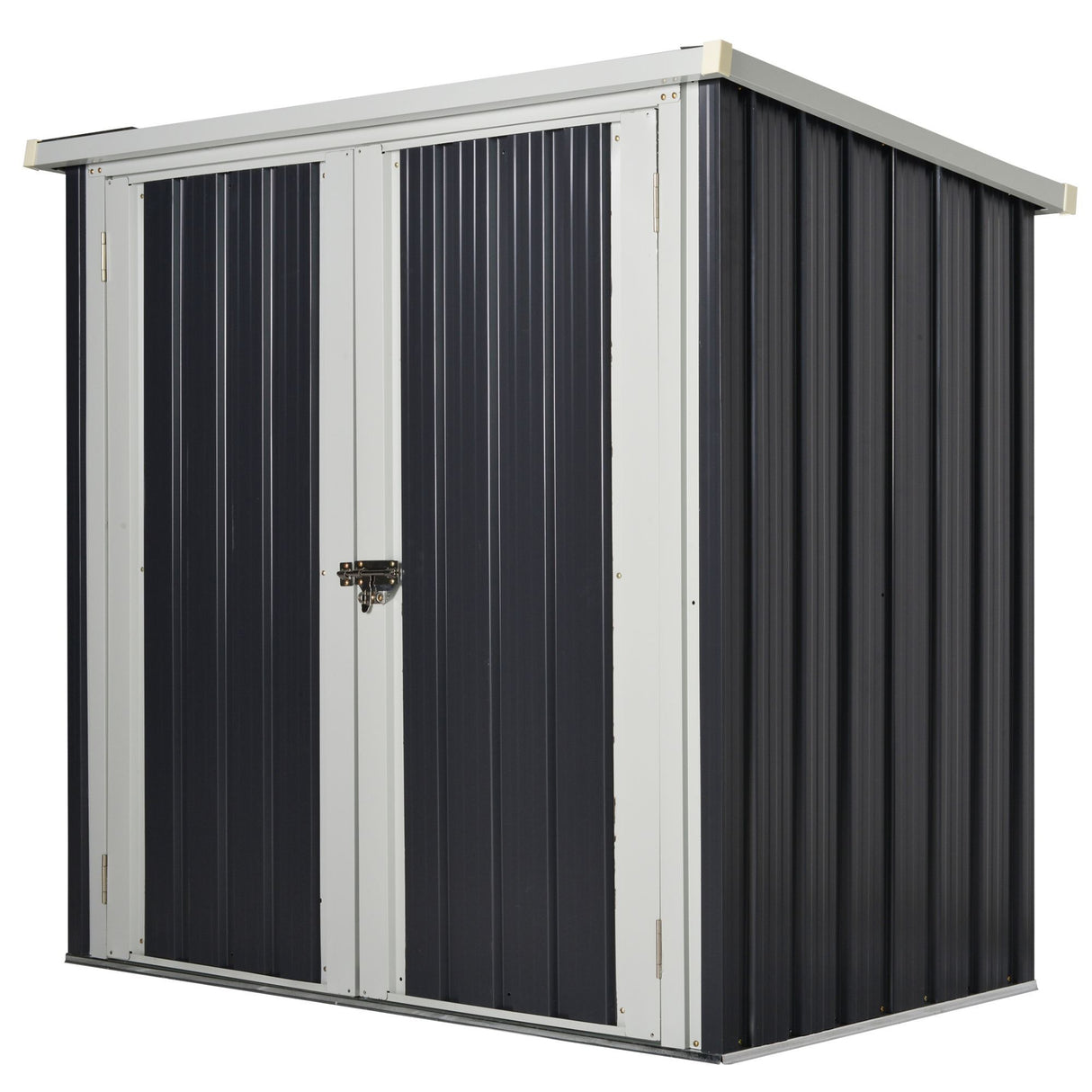 easycomfort casetta da giardino in lamiera di acciaio con doppia porta 147x86x134cm nero e bianco