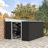 easycomfort ripostiglio da giardino con porta scorrevole in acciaio 345x280.5x169 201cm nero