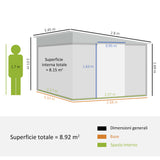 easycomfort ripostiglio da giardino con porta scorrevole in acciaio 345x280.5x169 201cm nero